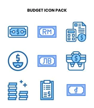 Budget Two Colour Graphics Icons Pack Ilustración de archivo