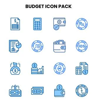 Budget Two Colour Vector Icons Pack Stock Illustration