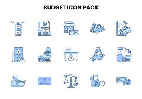 Budget Two Colour Vector Icons Pack Stock Illustration