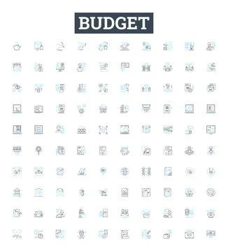 Budget vector line icons set. Budget, Finances, Costs, Spendings, Allotment Illustration