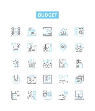 Budget vector line icons set. Budget, Finances, Costs, Spendings, Allotment Illustration