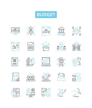 Budget vector line icons set. Budget, Finances, Costs, Spendings, Allotment Illustration