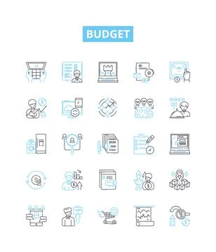 Budget vector line icons set. Budget, Finances, Costs, Spendings, Allotment Illustration