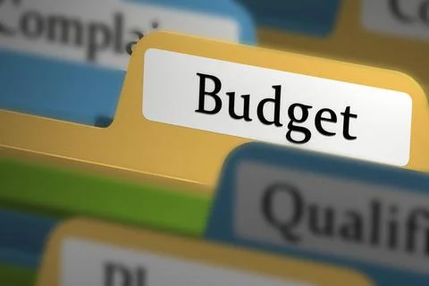 Budget word on file folder tab Illustrazione stock