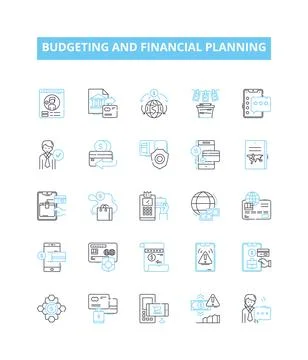 Budgeting and financial planning vector line icons set. Budget, Income, Expenses 스톡 일러스트