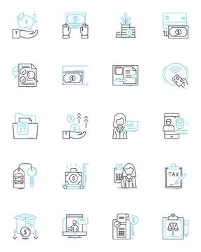 Budgeting and forecasting linear icons set. Planning, Analysis, Optimization Stock Illustration