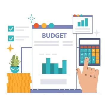 Budgeting concept. Flat vector illustration Stock Illustration