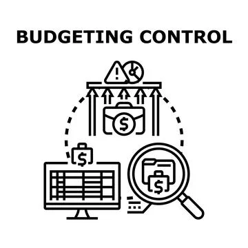 Budgeting control process managing business finance Illustrazione stock