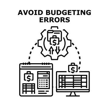Budgeting errors avoiding using digital financial tools 스톡 일러스트