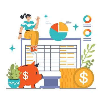 Budgeting Essentials concept. Flat vector illustration イラスト素材