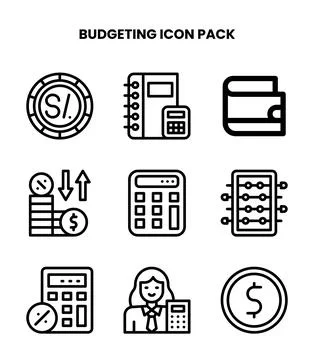 Budgeting Line Icons Pack Stock Illustration