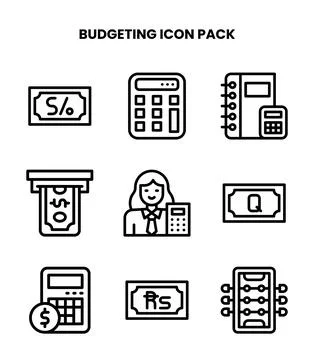 Budgeting Line Vector Icons Pack Stock Illustration