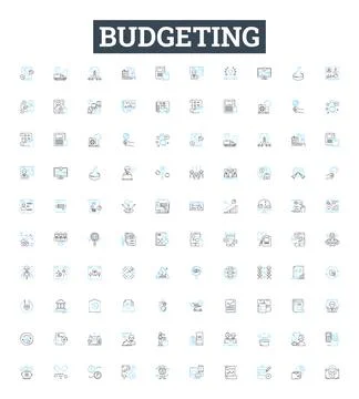 Budgeting vector line icons set. budgeting, plan, finance, money, saving, cost Illustration
