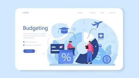 Budgeting web banner or landing page. Idea of financial planning Stock Illustration