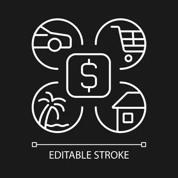 Budgeting white linear icon for dark theme Stock Illustration