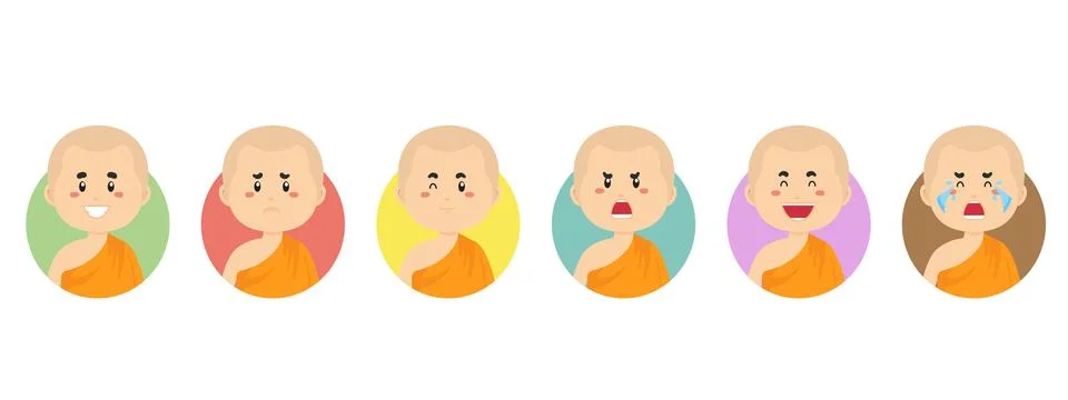 Budha Avatar with Various Expression Stock Illustration