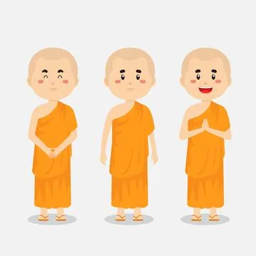 Budha Character with Various Expression Stock Illustration
