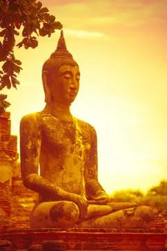 Budha on sunset Stock Photos