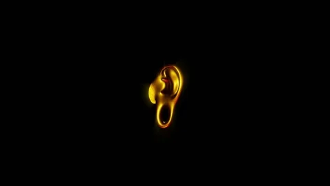 Budha's ear VJ loop. Golden ear animated seamless background. Stock Footage 133331103