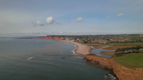Budleigh Salterton, Devon 4K Drone Footage Stock Footage 173787816