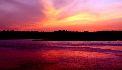 Budliegh beach at sunset Stock Photos