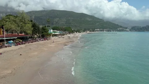 Budva, fly over the beach Stock Footage 229582987