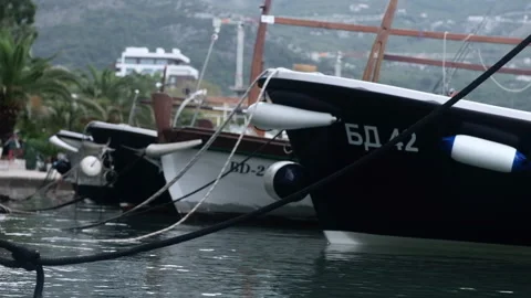 Budva. Front of Boats Stock Footage 140289280