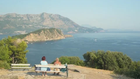 Budva, Montenegro – August 8, 2026: Tourists Enjoying Panoramic View Stock Footage 341870529