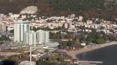 Budva, new buildings Stock Footage 34082828