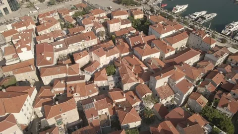 Budva Old town Bird's eye shot, 4K Drone Stock Footage 210556708
