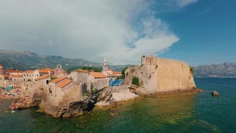 Budva Old Town - FPV Drone Cinematic  Shot 4K Video Stock Footage 294816785