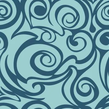 Bue seamless pattern of spirals and curls. Decorative ornament for background Illustrazione stock