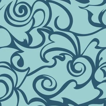 Bue seamless pattern of spirals and curls. Decorative ornament for background Stock Illustration