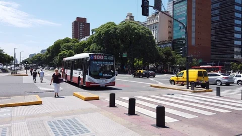 Buenos Aires - 9 de Julio Avenue and Belgrano Avenue corner Stock Footage 101815875