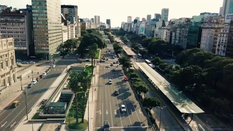 Buenos Aires 9 de Julio avenue aerial Stock Footage 134206659