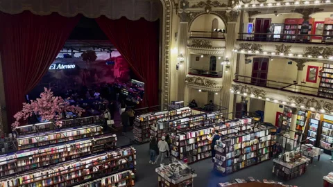 Buenos Aires, Argentina – 2026, Jun 15: El Ateneo Grand Splendid bookstore Stock Footage 339300612