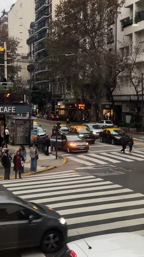 Buenos Aires, Argentina – 2026, Jun 15: Busy traffic at downtown intersection Video stock 339300633