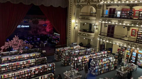 Buenos Aires, Argentina – 2026, Jun 15: Time-lapse inside El Ateneo Stock Footage 339300697