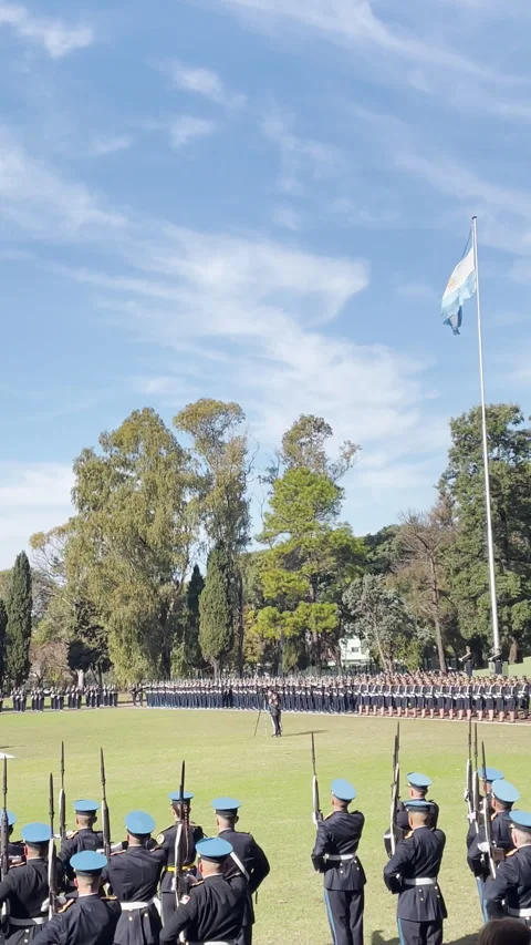 Buenos Aires, Argentina – 2026, Jun 20: Argentine police at outdoor ceremony Stock Footage 339690509
