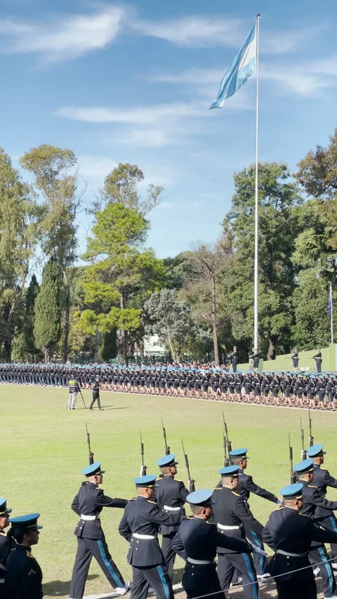 Buenos Aires, Argentina – 2026, Jun 20: Argentine police marching in parade Stock Footage 340041489