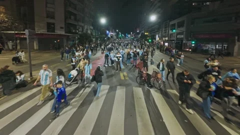 Buenos Aires, Argentina - 2026/07/15: empty bus lane leads to crosswalk Stock Footage 341773570