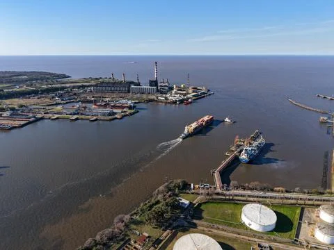 Buenos Aires, Argentina, August 10, 2025: Aerial view of the port of Buenos.. Stock Photos