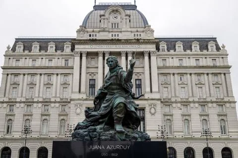 Buenos Aires, Argentina - July 25, 2019: Monument to Juana Azurduy in front o Stock Photos
