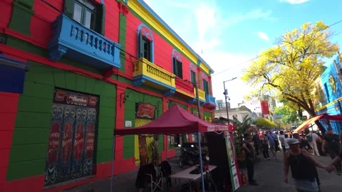 Buenos Aires, Argentina: La Boca Neighborhood Vibrant Street Scenes Video stock 339018698