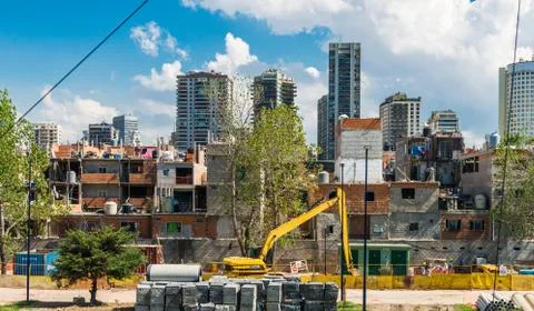 Buenos Aires, Argentina - March 7, 2019: Villa 31 shantytown slum Stock Photos