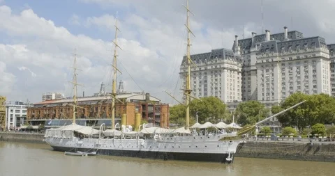Buenos Aires - Buque museo fragata ARA Presidente Sarmiento Stock Footage 109688438