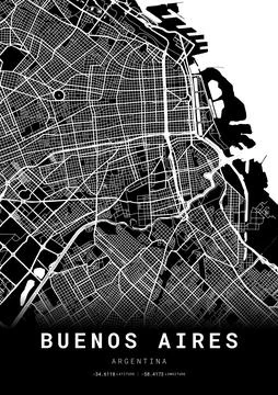 Buenos Aires City Map Frame, Cartography Map Print, Street Layout Map Stock-Illustration