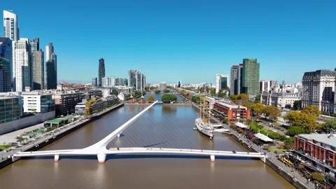 Buenos Aires city skyline view during sunny day with buildings Video stock 340042425