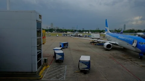 BUENOS AIRES - JAN 5, 2018: Jorge Newbery Airport, known as Aeroparque (AEP) Stock Footage 105144522