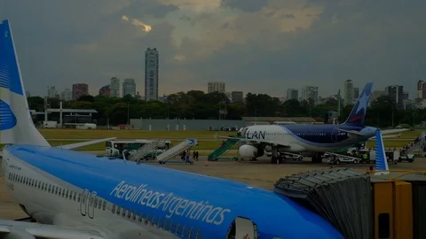 BUENOS AIRES - JAN 5, 2018: Jorge Newbery Airport, known as Aeroparque (AEP) Stock-Footage 105144523